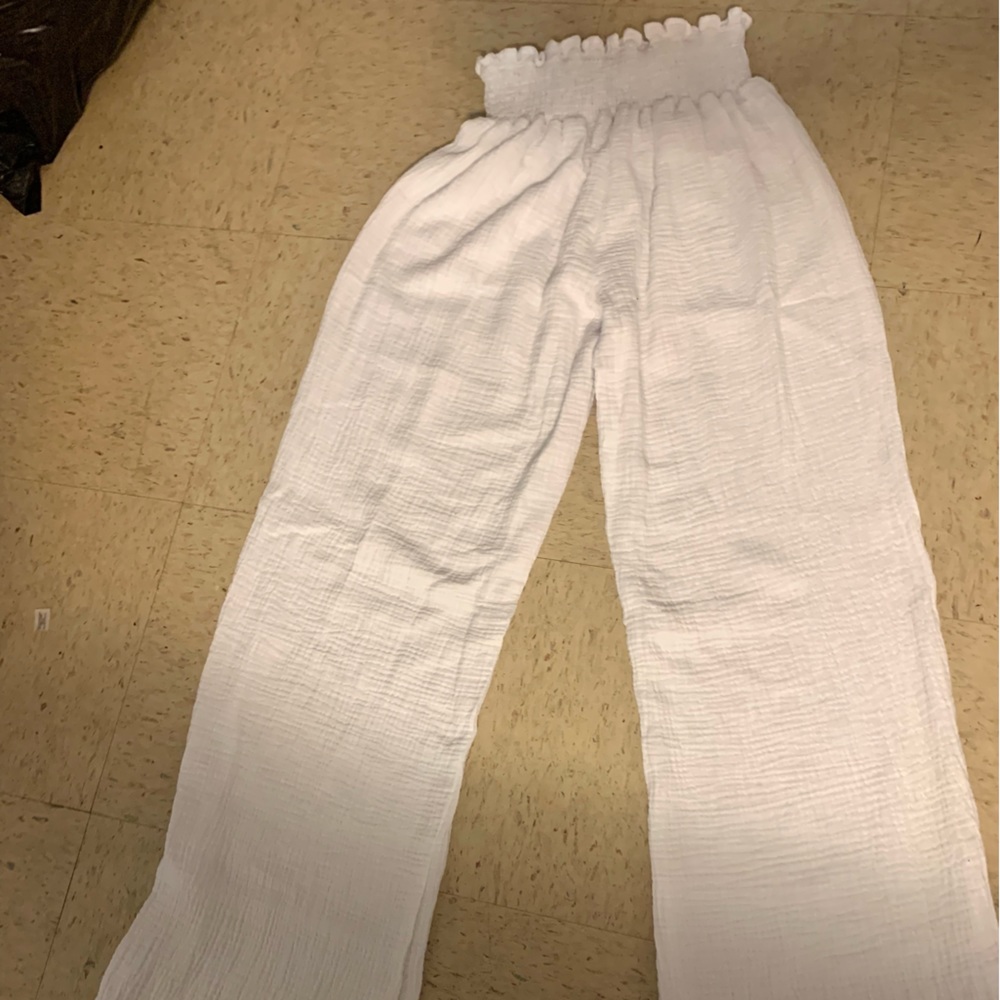 Sheer Long White Pants